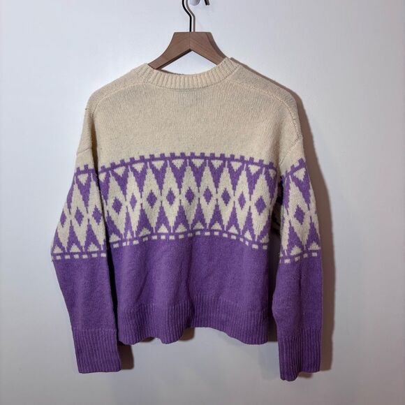 DEREK LAM 10 CROSBY Bonnie Fair Isle Cardigan Wool Blend Boxy Size XS - Picture 12 of 16